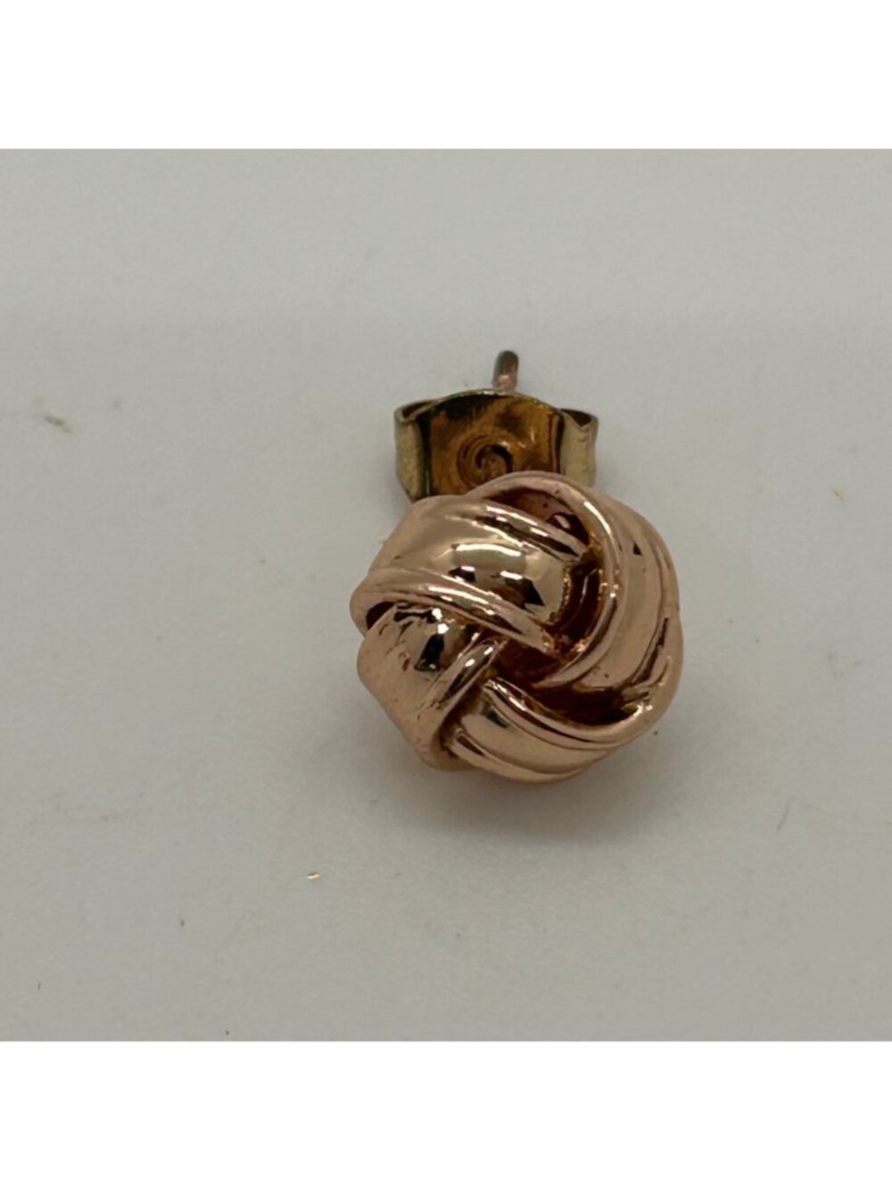 Rose Gold Tone Love Knot Stud Earrings Post Minimalist Classic Fashion READ - Picture 4 of 9